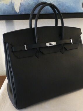Birkin Homage 40cm Black Satchel Mint with Dust Bag